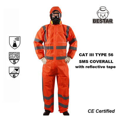 CE Certified Cat III Type 5/6 SMS Cover با نوار بازتابنده